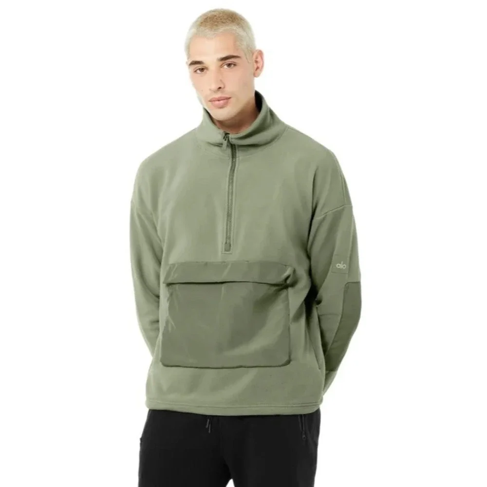 ALO YOGA 1/2 Zip Mammoth Polar Pullover Eucalyptus Size Medium